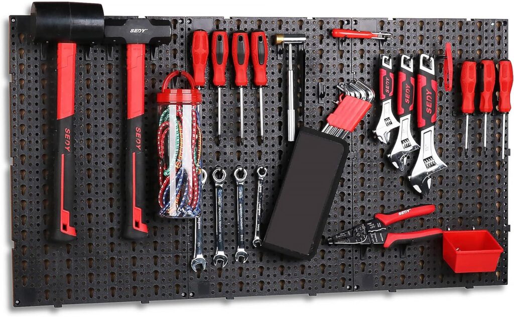 68 All Metal Garden Tool Organizer Hooks - Garage Wall Organizer, Sturdy Garden Tool Storage System, Yard Tool Organizer, Garage Tool Organizer Wall Mount Shed Organization, Shovel Broom Rake Holder