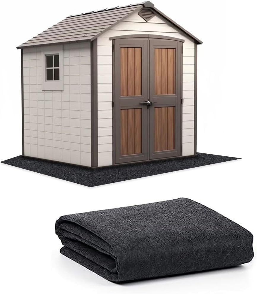 Ahpuhtan Outdoor Storage Shed Mat, Waterproof Storage Shed Flooring Mat, Anti-Slip Patio Furniture Floor Scratch Prevention Mat, Dustproof Outdoor Carport Mat (6.6 x 6.6 FT)