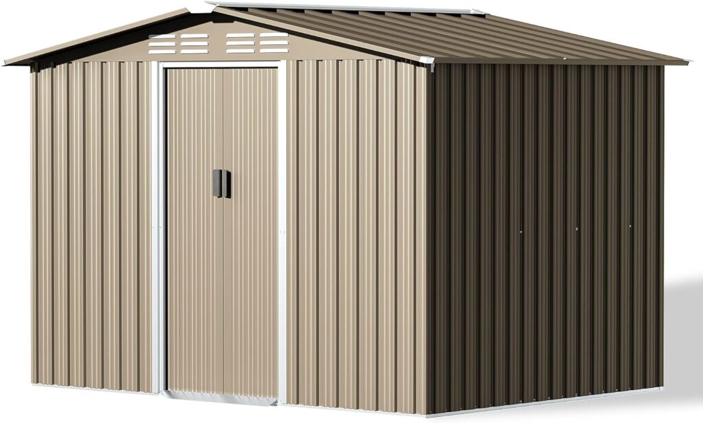 Amazon.com : Gotland 8 x 6 Metal Storage Shed for Outdoor with Design of Lockable Slide Doors and Air Vent, Tiny House Utility and Tool Storage for Garden, Backyard, Patio Lawn : Patio, Lawn  Garden