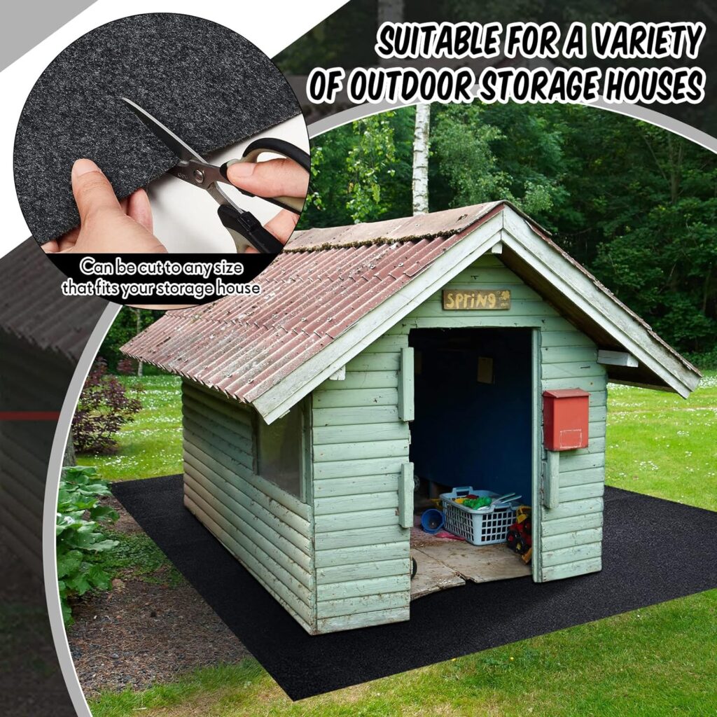 Haull Outdoor Storage Shed Floor Mat Waterproof Outdoor Carport Mat Thickened Soft Patio Furniture Mat Washable with Non Slip Backing, Storage Shed Not Included (5 x 3 ft)