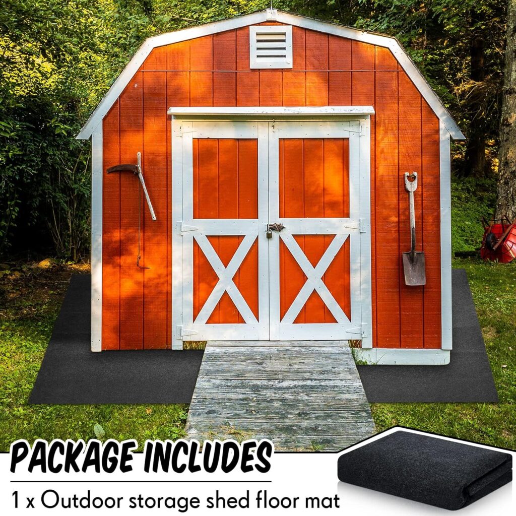 Haull Outdoor Storage Shed Floor Mat Waterproof Outdoor Carport Mat Thickened Soft Patio Furniture Mat Washable with Non Slip Backing, Storage Shed Not Included (5 x 3 ft)