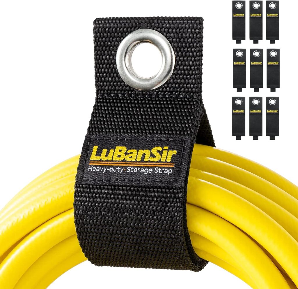 LuBanSir 9 Pack Extension Cord Holder Organizer, Holds 50lbs Heavy Duty Storage Straps for Garden Hose Storage and Garage Wall Organization