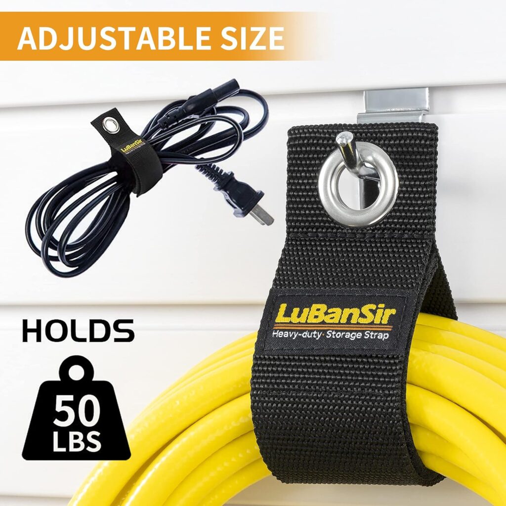 LuBanSir 9 Pack Extension Cord Holder Organizer, Holds 50lbs Heavy Duty Storage Straps for Garden Hose Storage and Garage Wall Organization