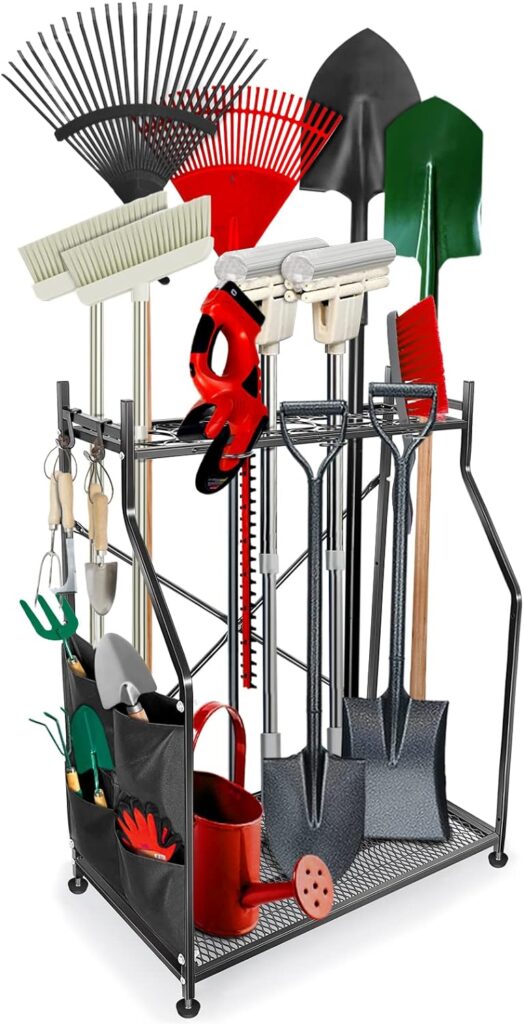 SPIDERCAMP Garden Tool Organizer,Garage Organization for Shed Garden,Garage Tool Organizer,Garage Storage Organization Rack,Shed Organizer,Yard Tool Organizer for Garage with Wheels