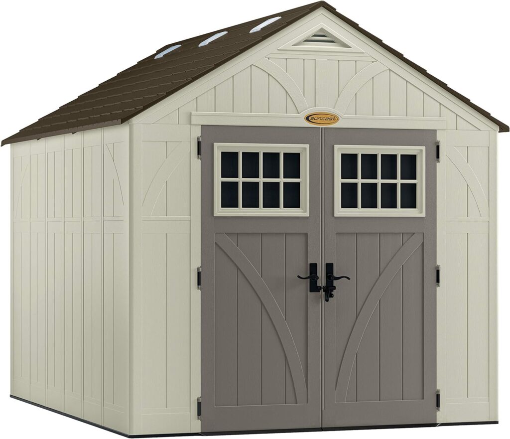 Suncast 8 x 10 Heavy-Duty Resin Tremont Storage Shed, Sand