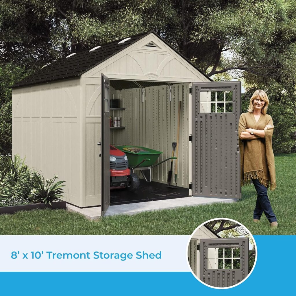 Suncast 8 x 10 Heavy-Duty Resin Tremont Storage Shed, Sand