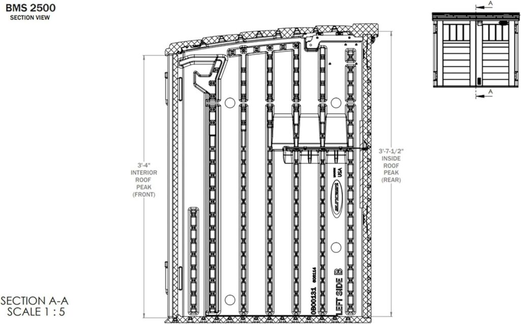 Suncast Horizontal Outdoor Storage Shed for Backyards and Patios 34 Cubic Feet Capacity for Garbage Cans, Tools and Garden Accessories, No Size, Vanilla