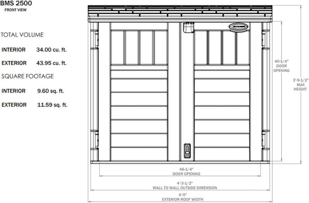 Suncast Horizontal Outdoor Storage Shed for Backyards and Patios 34 Cubic Feet Capacity for Garbage Cans, Tools and Garden Accessories, No Size, Vanilla