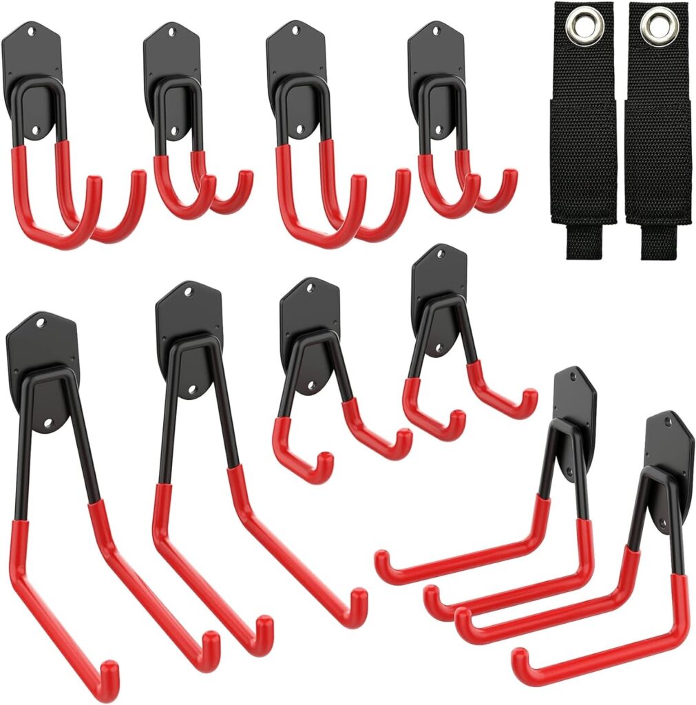 TORACK Garage Hooks Heavy Duty, 15 Pack Wall Mount Steel Utility HooksHangers, Anti-Slip Rubber Coated, Garage Storage Organizer for Garden Tools, Power Tools, Ladders, Brooms, Bikes, Bulk Items