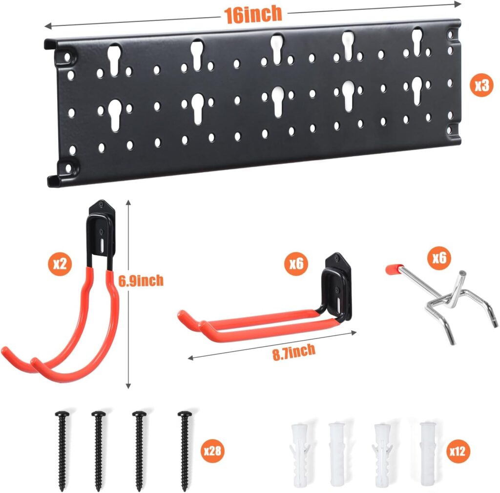 Ultrawall Muti-Storage Garage Hooks, Heavy Duty Utility Organizer Wall Mounts for Garage Tools, Ladders, Chairs