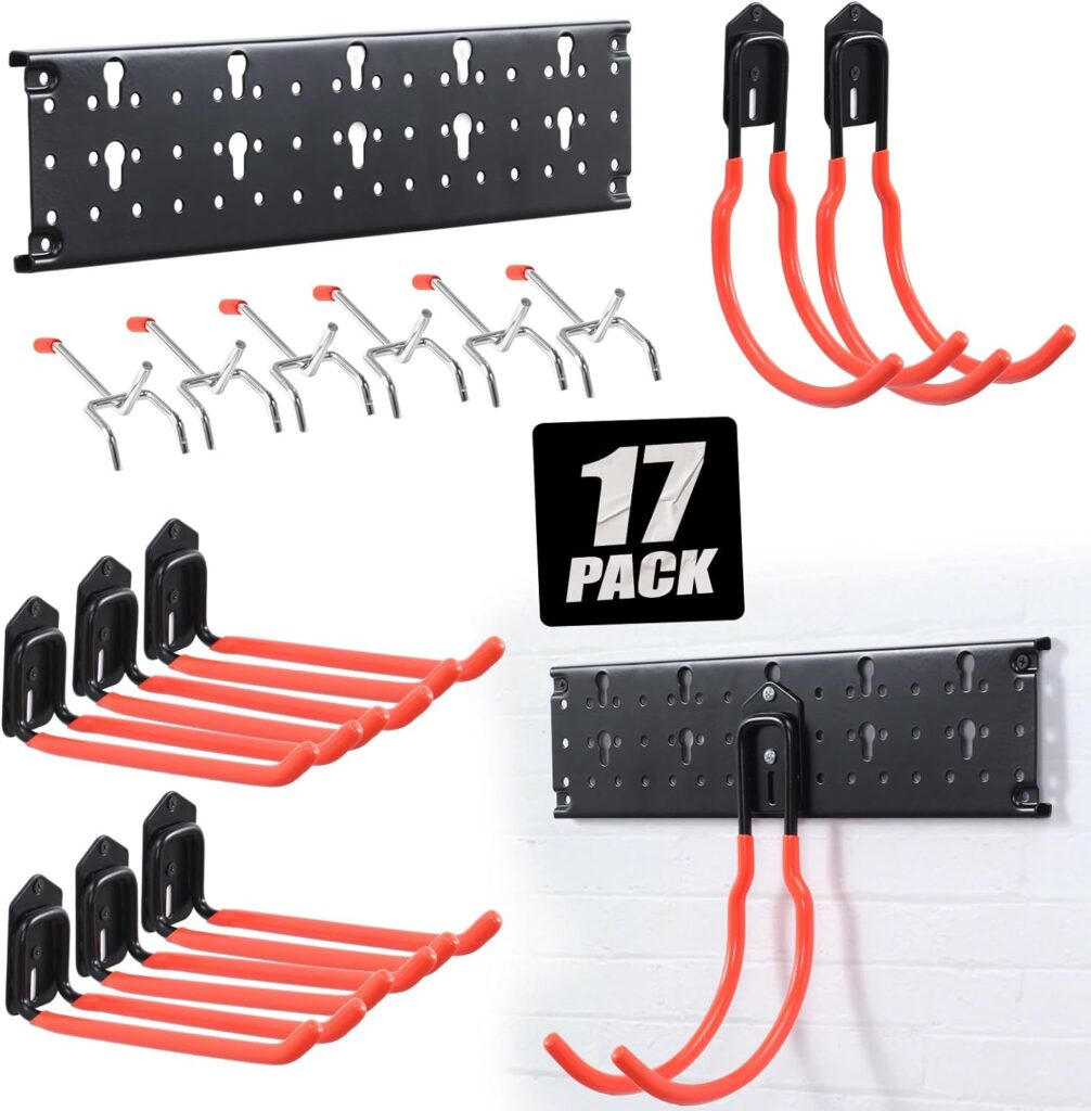 Ultrawall Muti-Storage Garage Hooks, Heavy Duty Utility Organizer Wall Mounts for Garage Tools, Ladders, Chairs