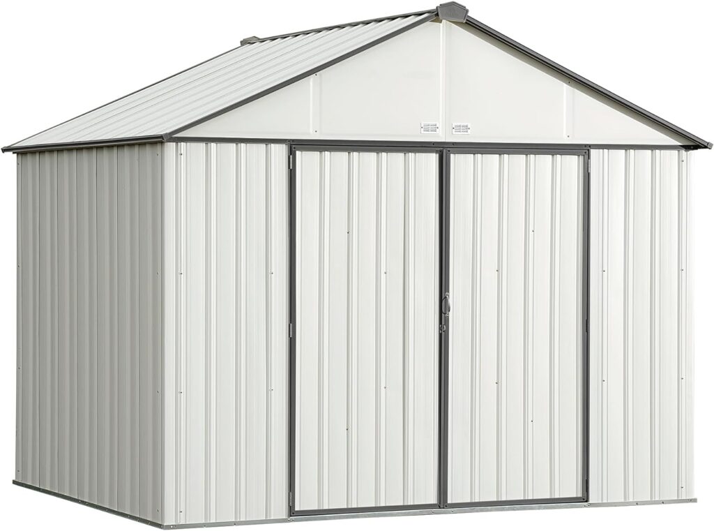 Arrow 10 x 8 EZEE Shed Charcoal with Cream Trim Extra High Gable Steel Storage Shed