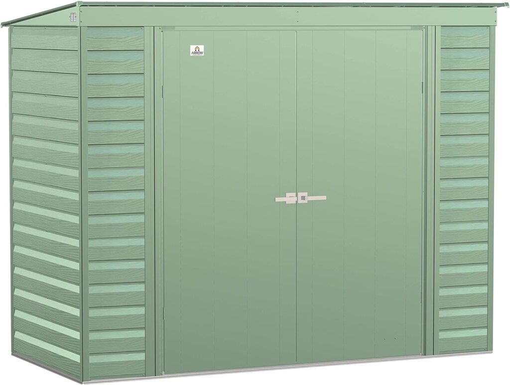 Arrow Select 8 x 4 Outdoor Lockable Steel Storage Shed Building, Sage Green