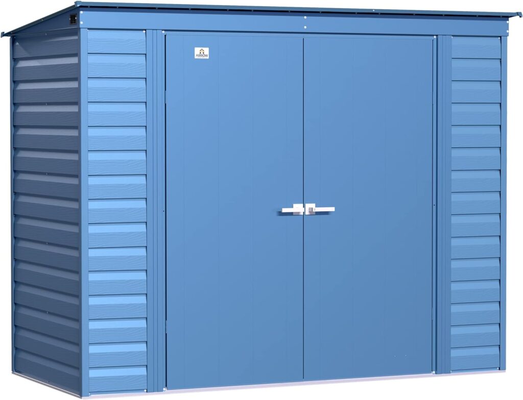 Arrow Select 8 x 4 Outdoor Lockable Steel Storage Shed Building, Sage Green