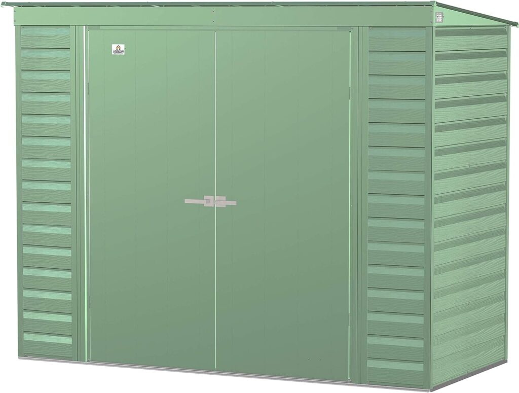 Arrow Select 8 x 4 Outdoor Lockable Steel Storage Shed Building, Sage Green