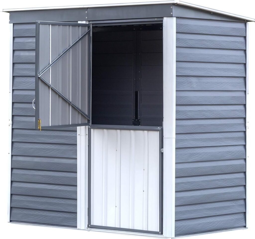 Arrow Shed SBS64 Shed-in-a-Box Compact Galvanized Steel Storage Shed with Pent Roof, 6x4, Charcoal