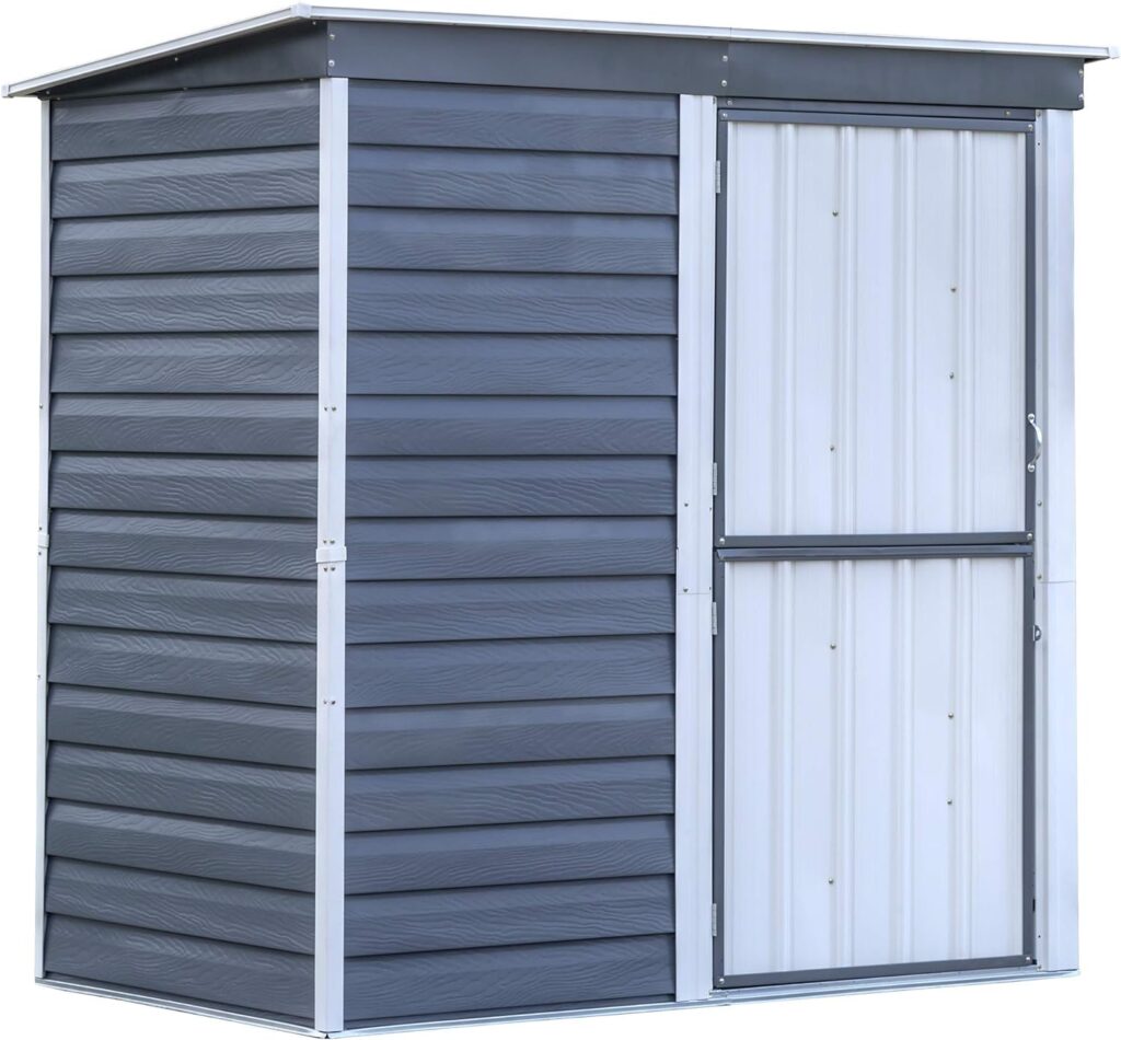 Arrow Shed SBS64 Shed-in-a-Box Compact Galvanized Steel Storage Shed with Pent Roof, 6x4, Charcoal