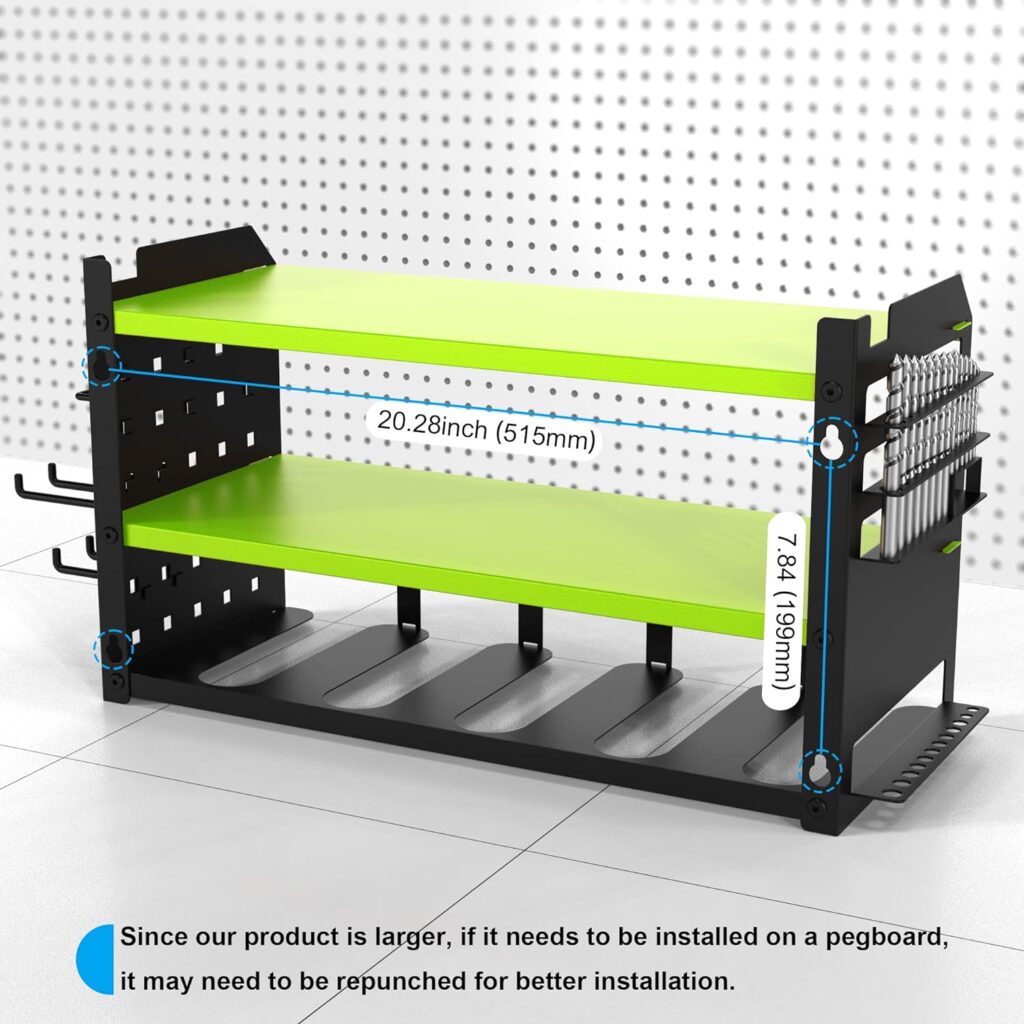 EMBATHER Power Tool Organizer and Storage: 5 Drill Holder Wall Mount for Garage Organization - Heavy Duty Metal Utility Racks  Cordless Drill Storage Power Tool Shelf Organizer for Warehouse