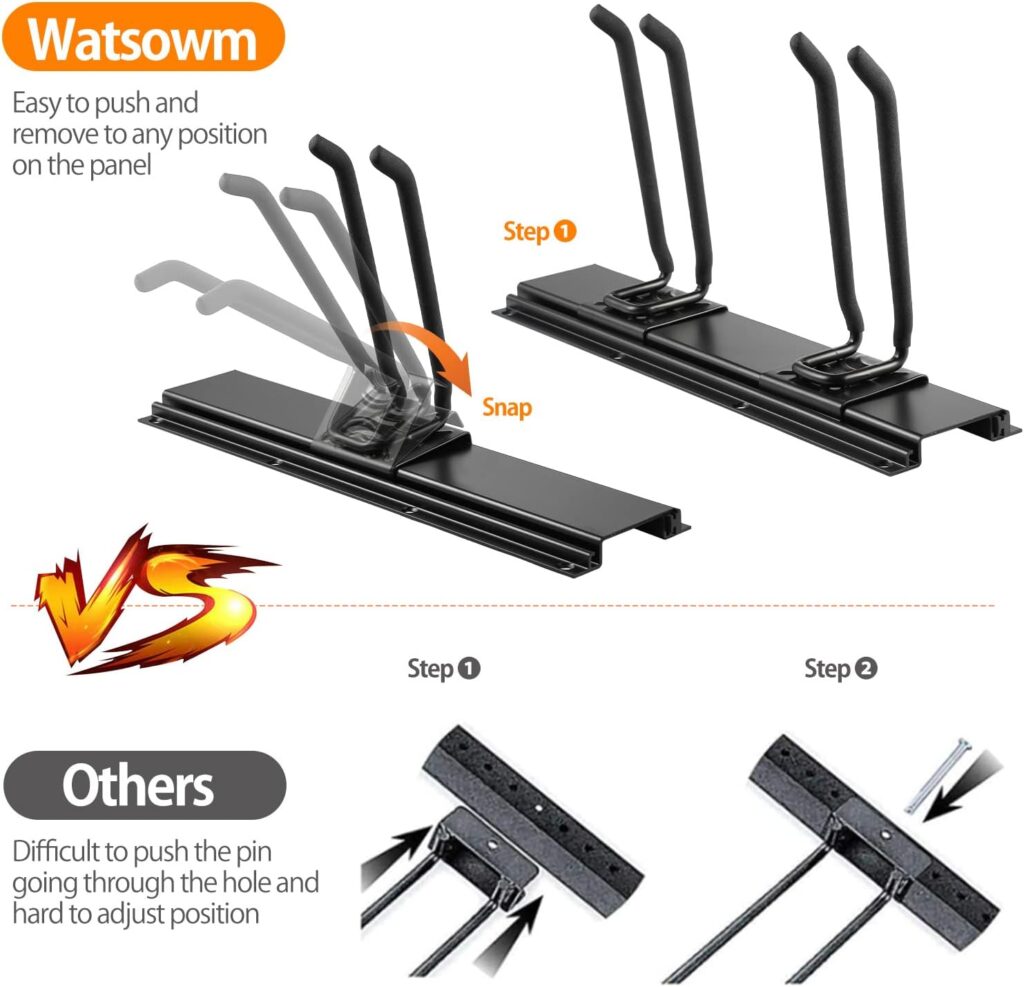 Garage Tool Storage Rack, 48 Inch Garage Organizer Wall Mounted Storage System with 6 Double Layer Hooks, Super Heavy Duty Garden Tool Hanger for Ski Gears, Chair, Rake Shovel Yard Tools