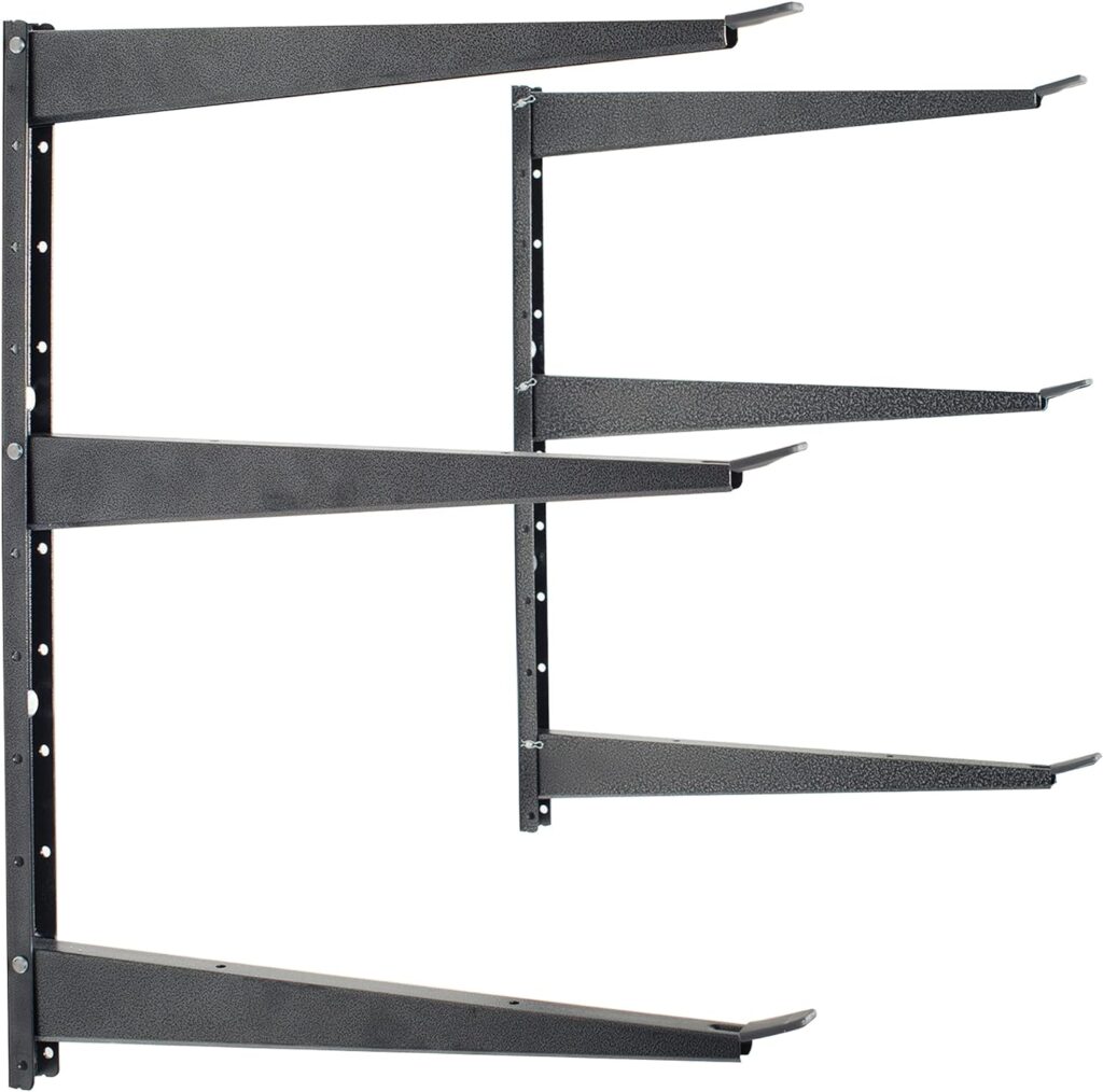 Heavy Duty Wood and Lumber Storage Rack, Holds Up to 480 lbs - Easy to Install Mounted Rack with Steel Construction for Indoor  Outdoor Storage Solution for Garage, Basement  Pantry by Delta Cycle