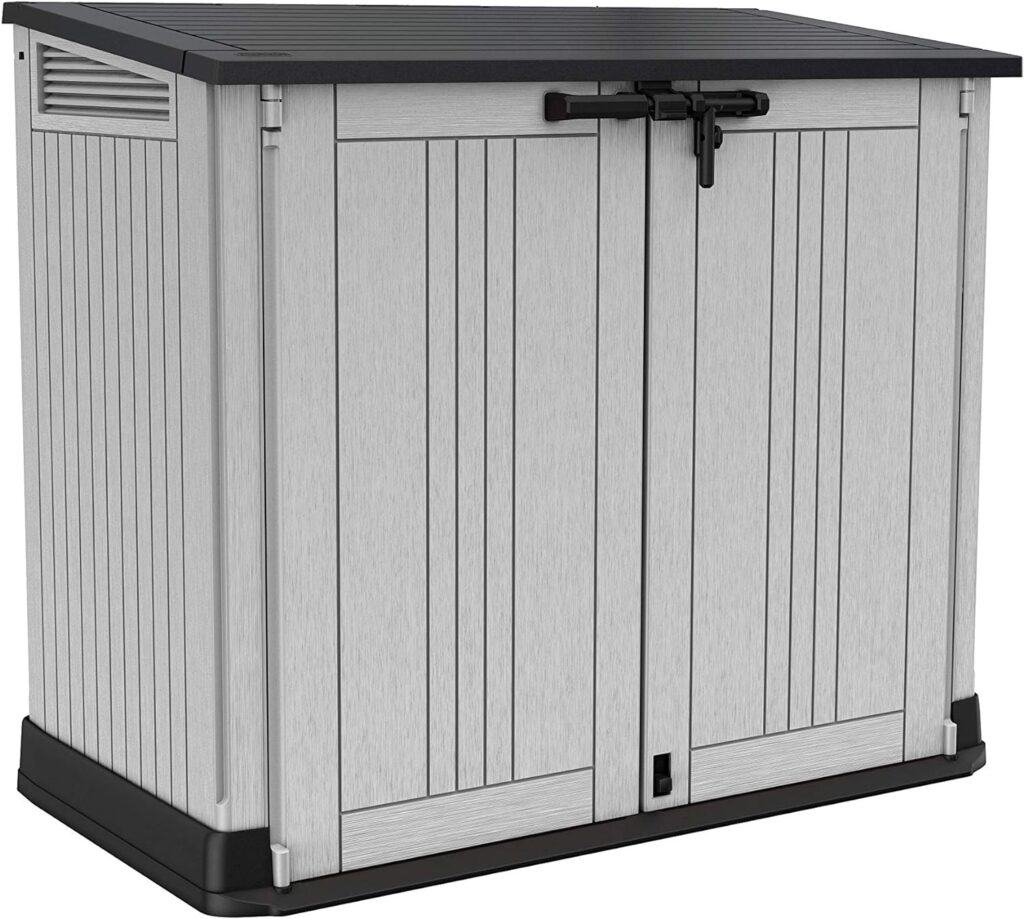 Keter Store It Out Nova Outdoor Garden Furniture Storage Shed Light Grey with Dark Grey Lid | Fade Free | All Weather Resistant | Safe and Secure | Zero Maintenance | 5 Year Warranty