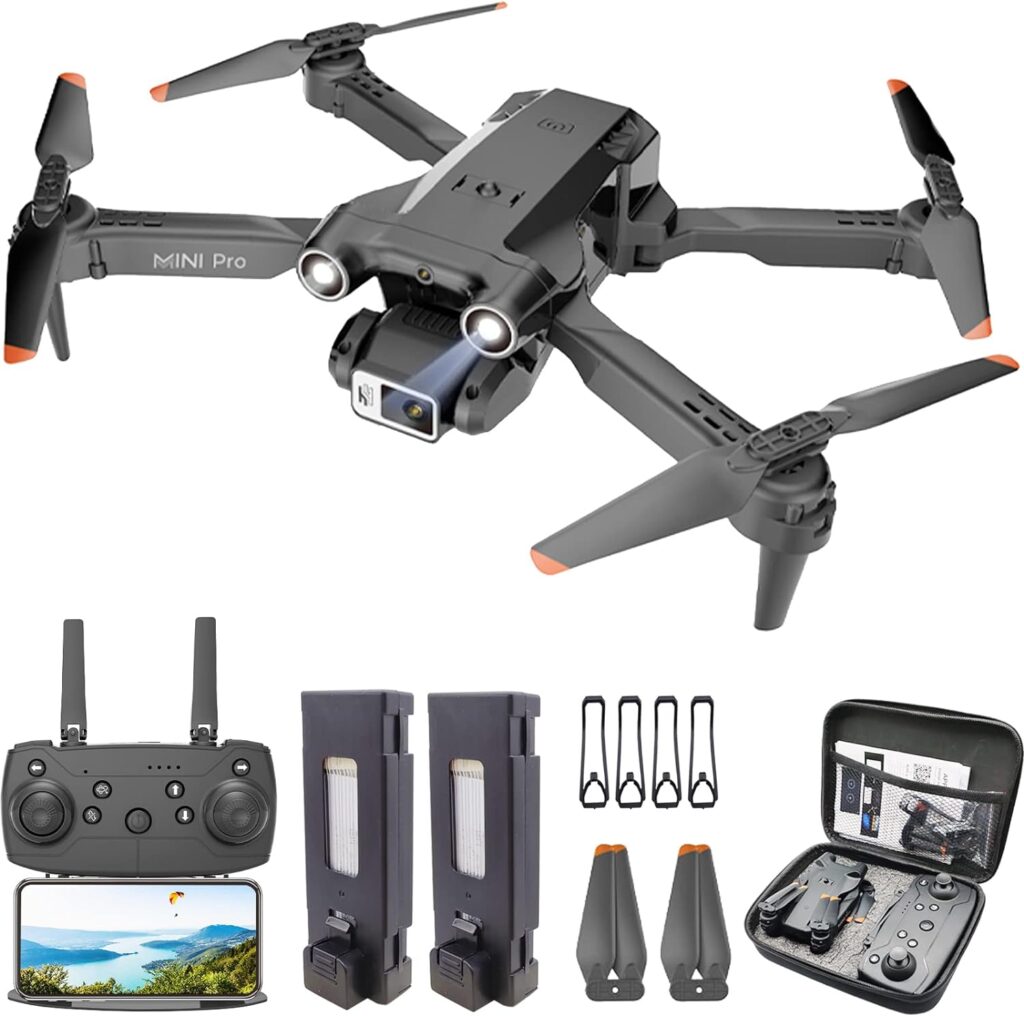 MOCVOO Drone with Dual Camera for Adults Kids, 1080P HD FPV Camera Drones with Carrying Case, Foldable RC Quadcopter Toy Gift for Boys Girls, 2 Batteries,120° RC Adjustable Lens,Gravity Control,3 Speeds