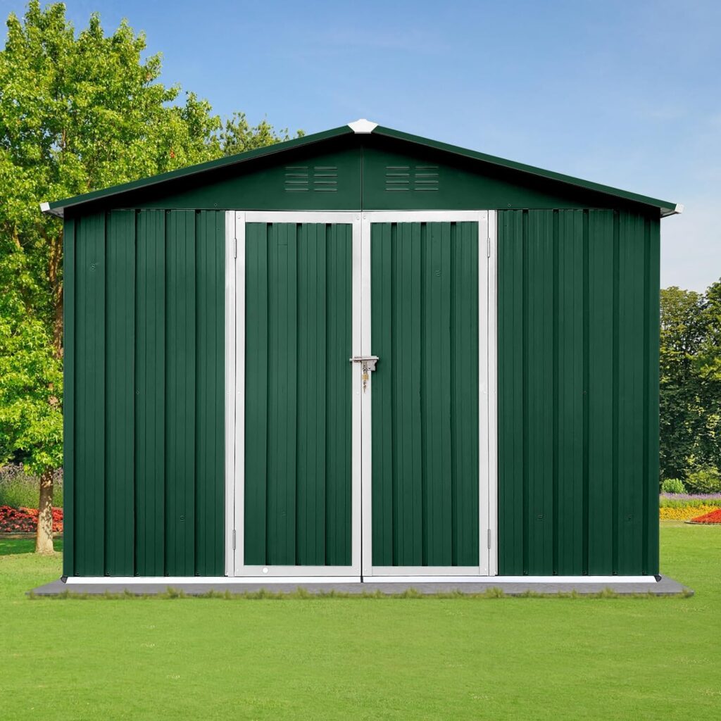 Morhome Sheds  Outdoor Storage,6 x 8 FT Outdoor Storage Shed, Metal Garden Tool Shed, Outside Sheds  Outdoor Storage Galvanized Steel with Lockable Door for Backyard