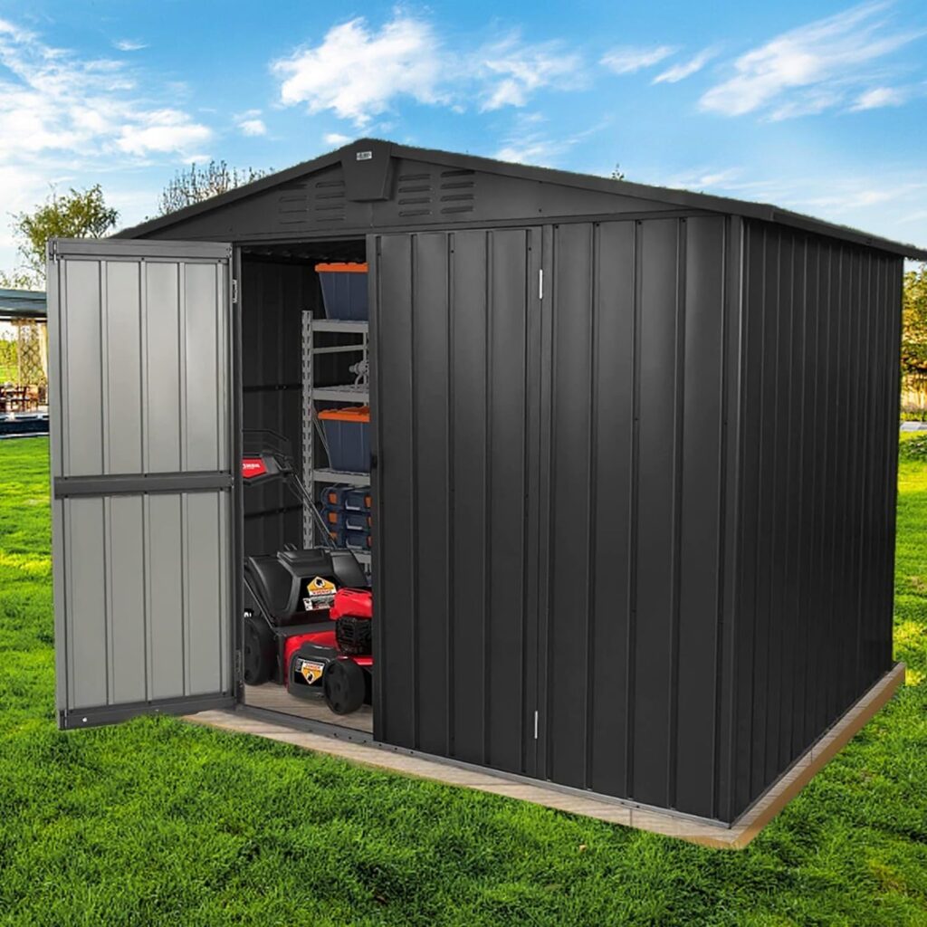 Morhome Sheds  Outdoor Storage,6 x 8 FT Outdoor Storage Shed, Metal Garden Tool Shed, Outside Sheds  Outdoor Storage Galvanized Steel with Lockable Door for Backyard