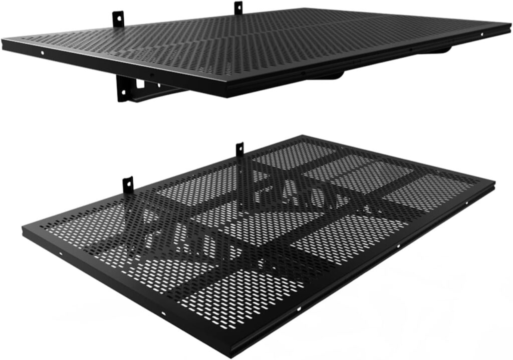PAOKE New Type Garage Wall Shelving, Sturdy Heavy Duty Floating Shelves, 2 Pack Weighs up to 500 lbs, Great Option for Saving Space in Your Garage (2x3ft Black)