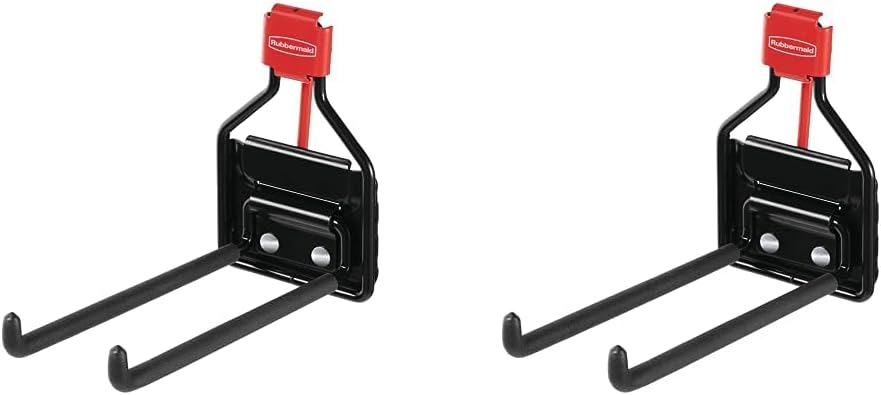 Rubbermaid Shed Accessories Multi-Purpose Hook, Individual, Black, Garage Organization for Bikes/Power Tools/Shovels/Rakes (Pack of 2)