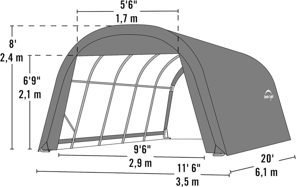 ShelterLogic 71342 Green 12x20x8 Round Style Shelter