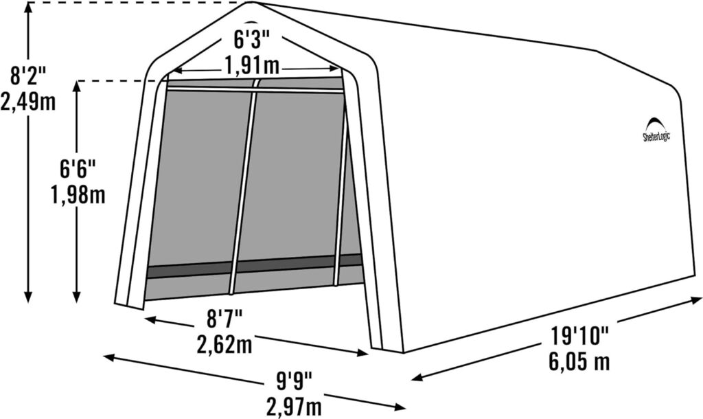 ShelterLogic Peak Style Roof Instant Garage Carport Car Canopy with Steel Frame and Waterproof UV-Treated Cover