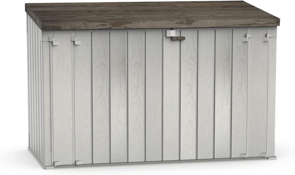 Toomax Stora Way All-Weather Outdoor XL Horizontal 7 x 3.5 Storage Shed Cabinet for Trash Can, Garden Tools,  Yard Equipment, Taupe Gray/Brown