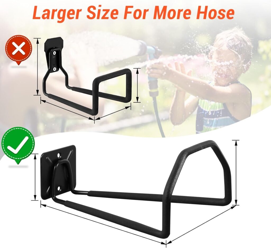 Wallmaster Graden Hose Holder,Wall Mount Water Hose Hanger Heavy Duty Metal Hose Organizer for Outside Yard (4 Pack, Black)